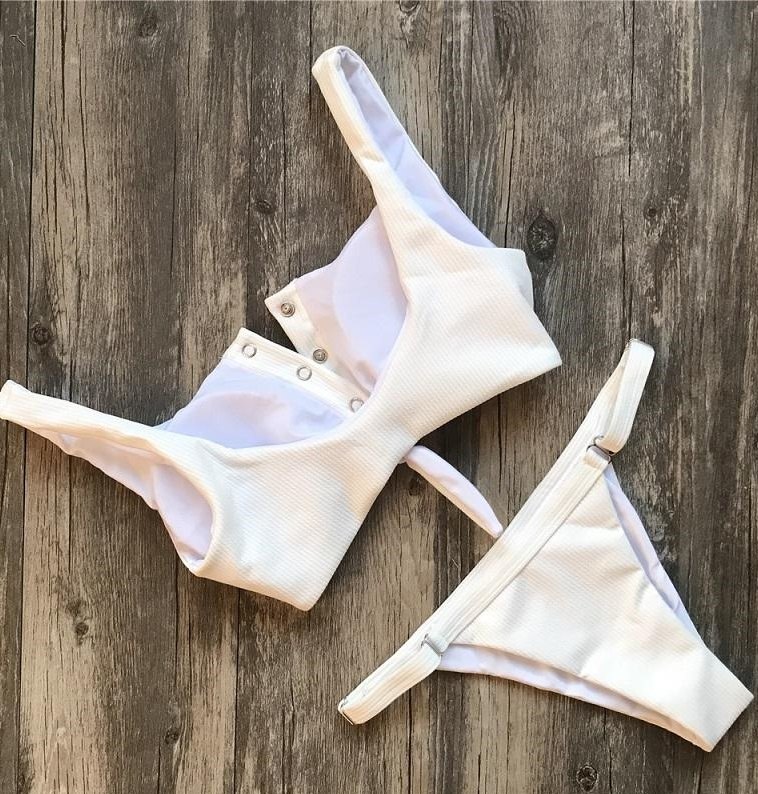 Beyaz Çıtçıtlı Bikini