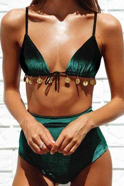 Kadife Yeşil Bikini 
