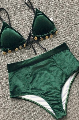Kadife Yeşil Bikini - 4