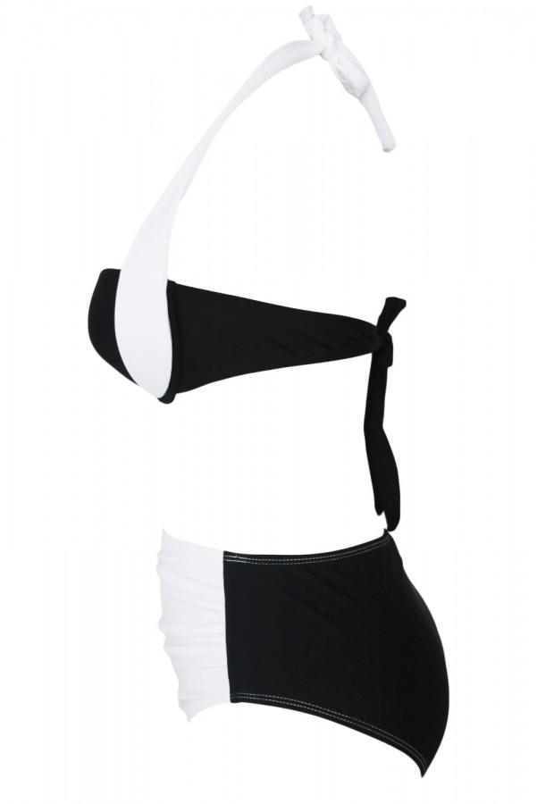 Kaplı Siyah Beyaz Şık Tasarımlı Bikini