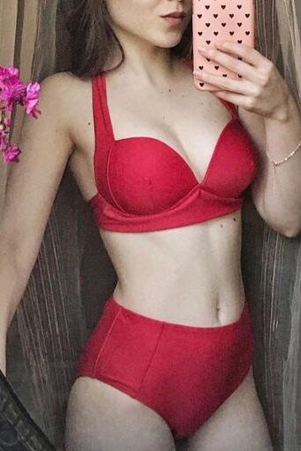 Kırmızı Yuksek Bel Bikini Takım - 2