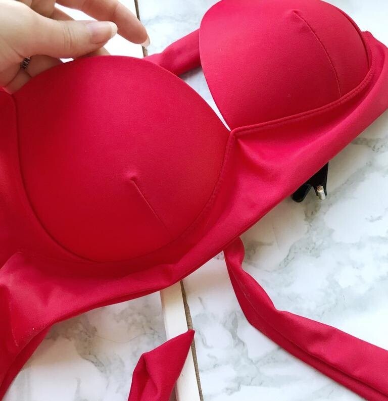 Kırmızı Yuksek Bel Bikini Takım - Thumbnail