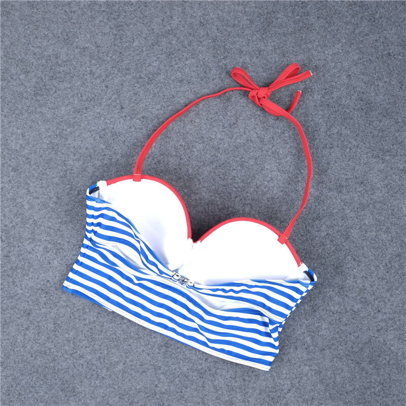 Mavi Cizgili Şık Bikini Takım - Thumbnail
