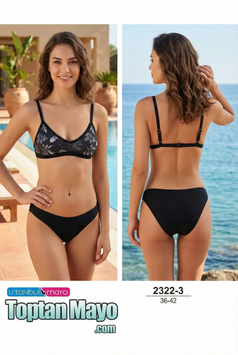 İstanbul Mayo 2381-2 Etnik Şal Desenli Turuncu Üçgen Bikini Takımı (36-42 Seri) - 1