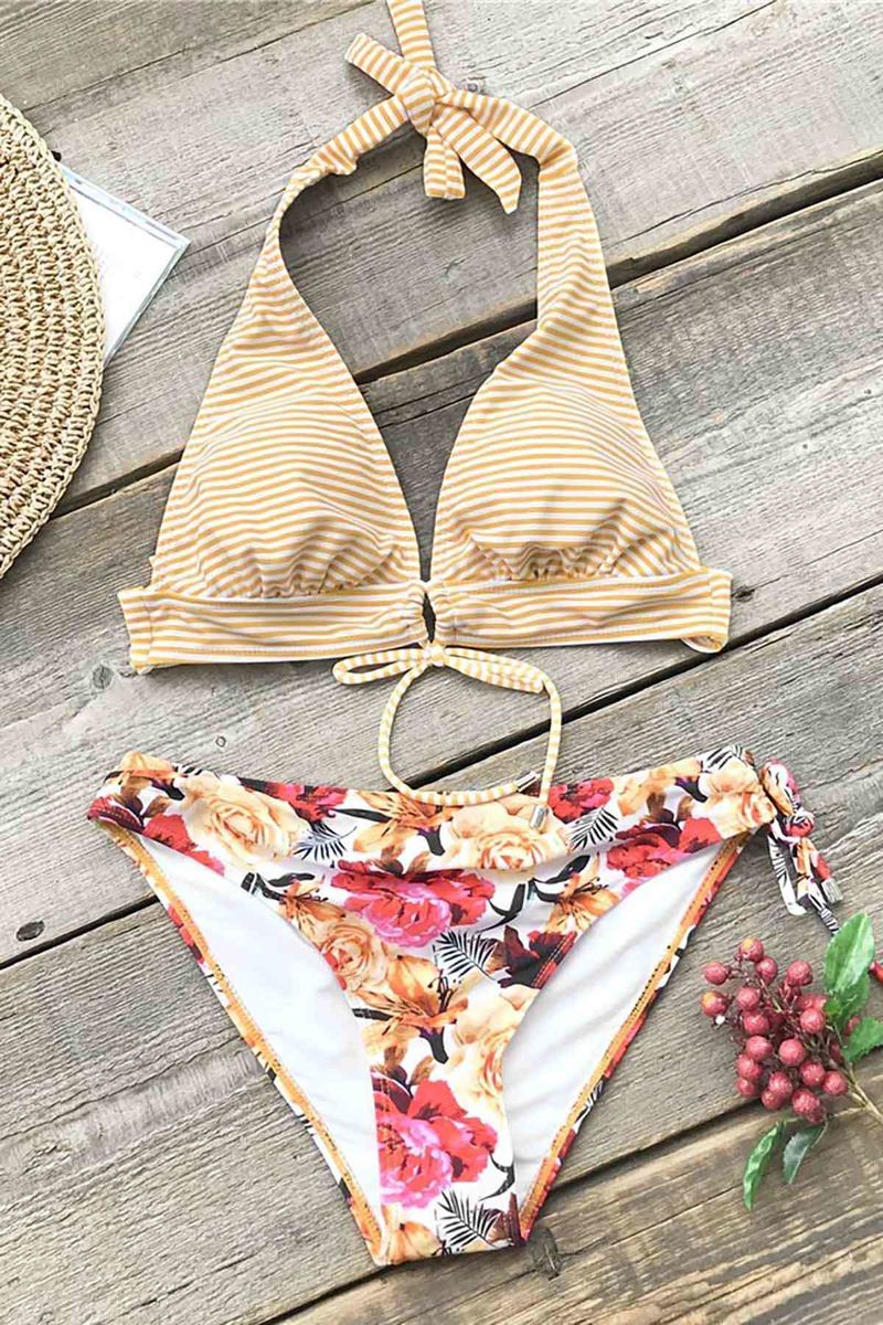 Önden Bağlamalı Bikini Takım Çok Renkli