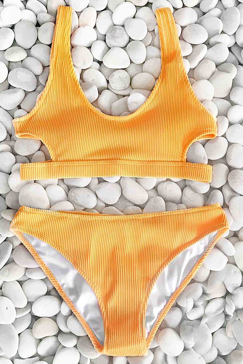 Özel Kumaş Şık Bikini Takım Sarı