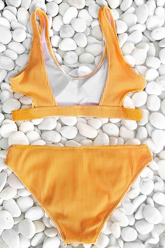 Özel Kumaş Şık Bikini Takım Sarı - Thumbnail