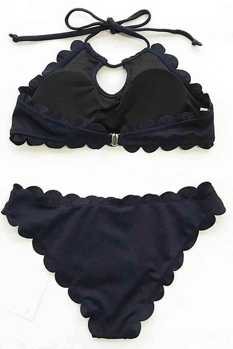 Özel Kumaş Tankini Bikini Takım Siyah