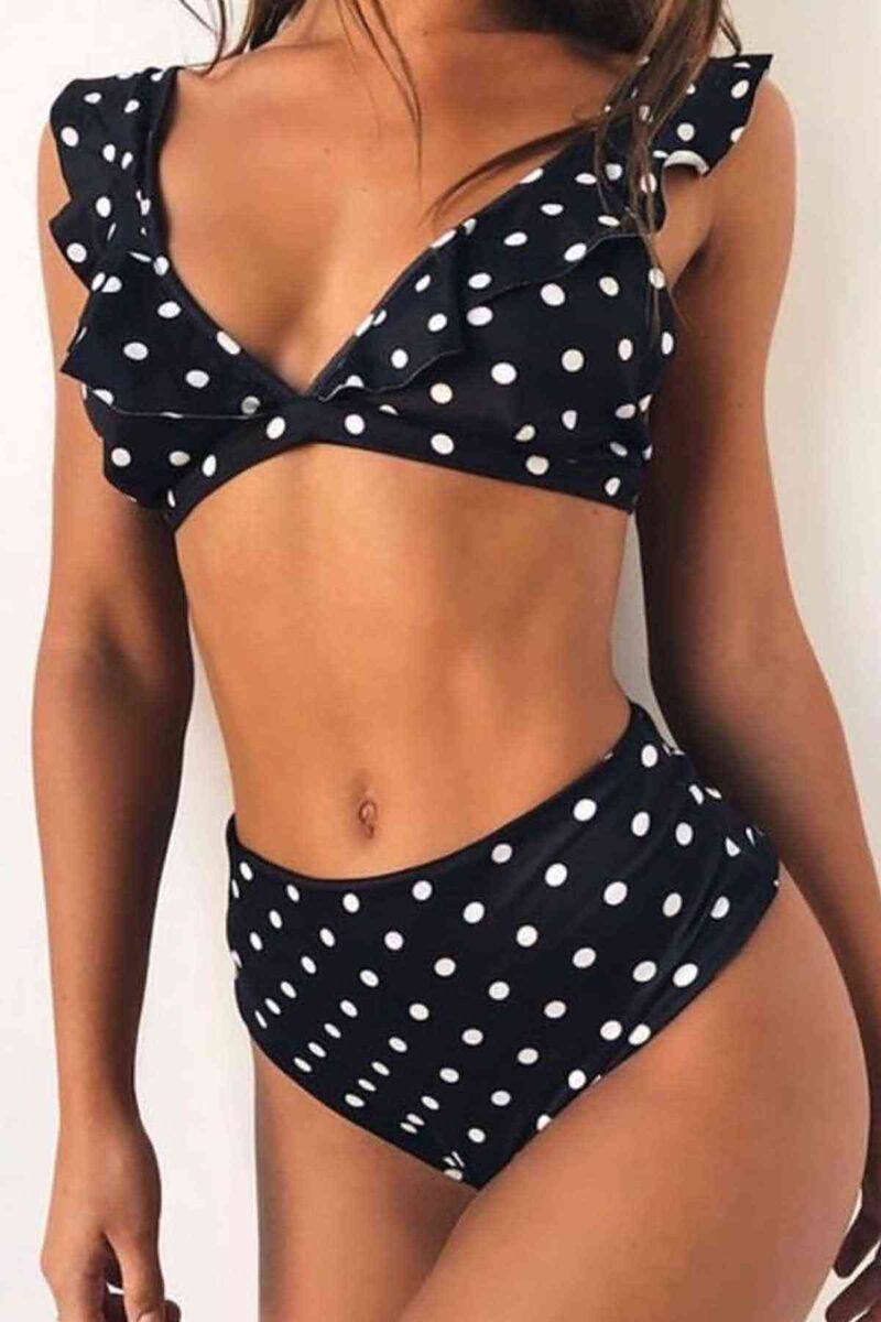 Siyah Puantiyeli Bikini Takım Çok Renkli