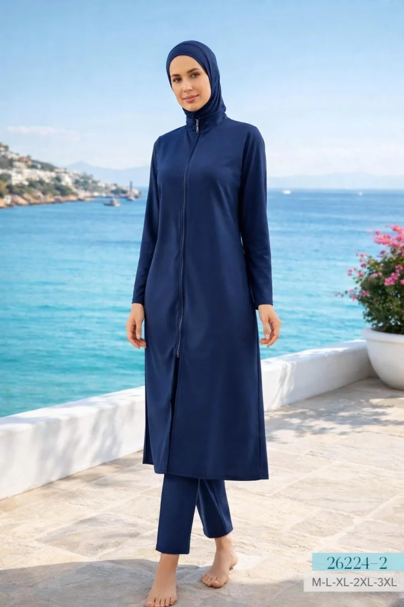 Fermuarlı Model Toptan Tesettür Mayo - 1