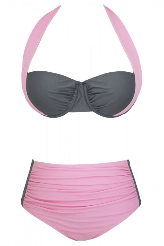 Kaplı Şık Tasarımlı Yüksek Bel Bikini - 4