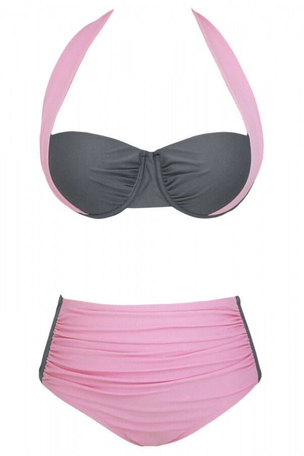 Kaplı Şık Tasarımlı Yüksek Bel Bikini - 4