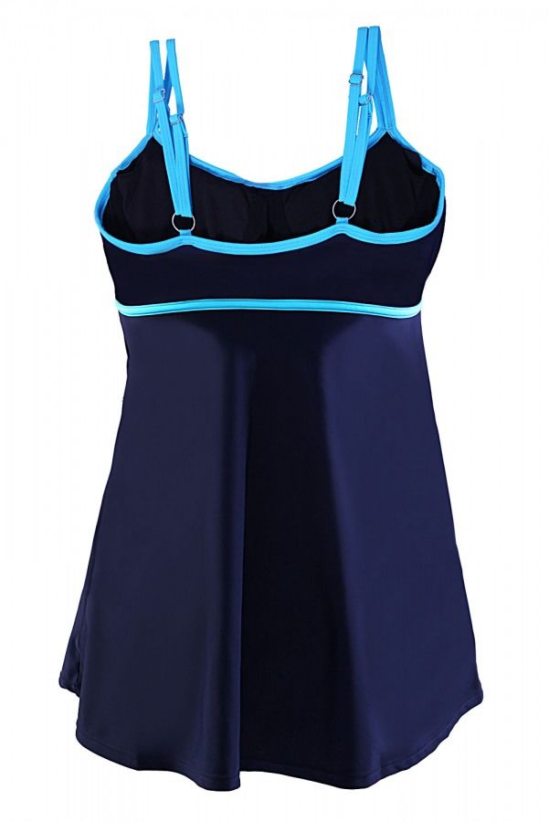 Lacivert Etekli Birleşik Elbise Mayo - 4