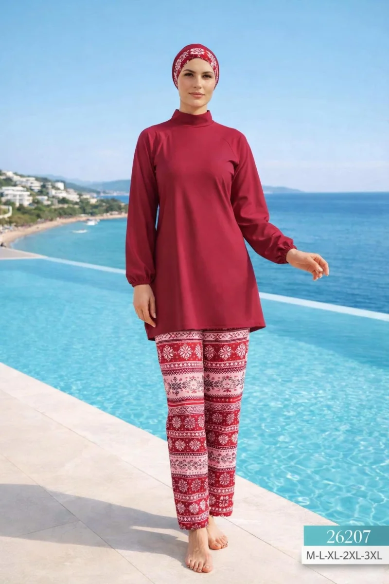 Likralı Kumaş Toptan Tam Kapalı Mayo - 1 - 1