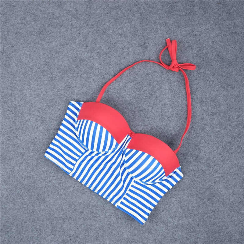 Mavi Cizgili Şık Bikini Takım - 5