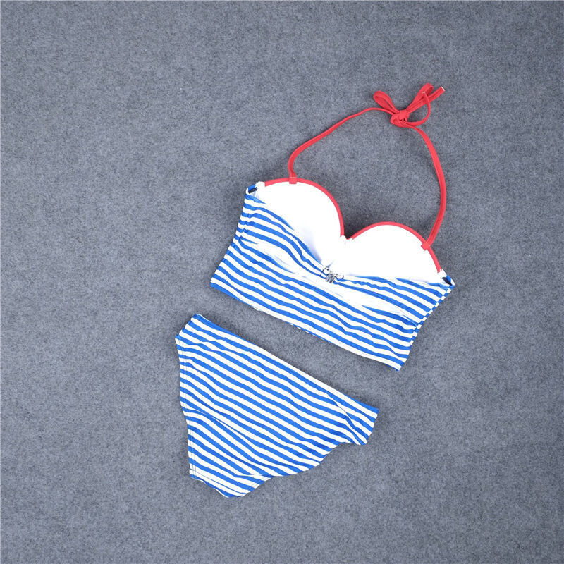 Mavi Cizgili Şık Bikini Takım - 6