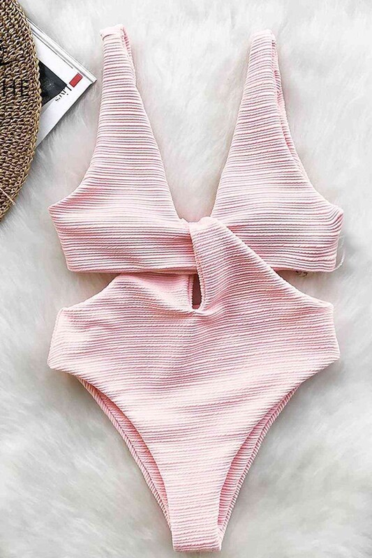 Özel Kumaş Şık Mayo Pembe - 5