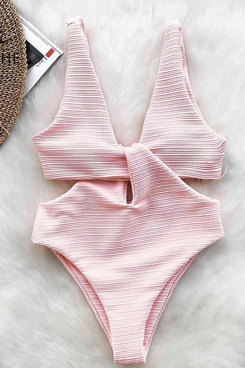 Özel Kumaş Şık Mayo Pembe - 5