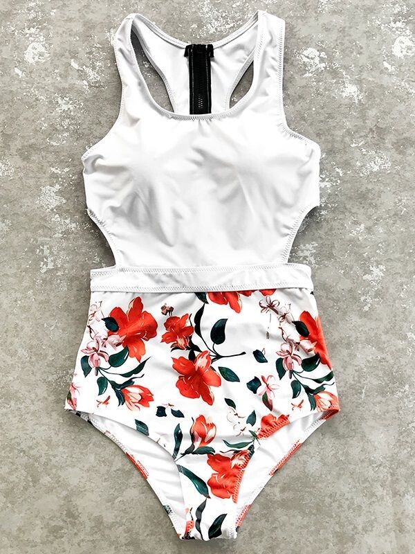 Sırt Fermuarlı Yüksek Bel Görünümlü Mayo - 6