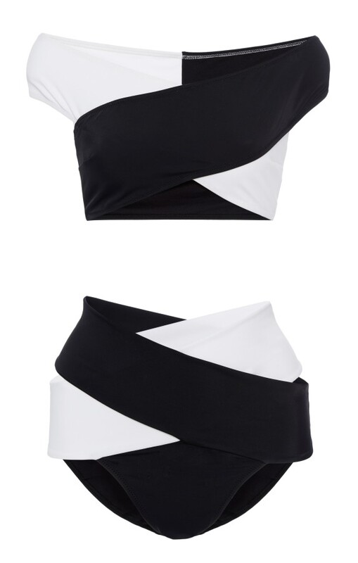 Siyah Beyaz Çapraz Bikini Takım - 3