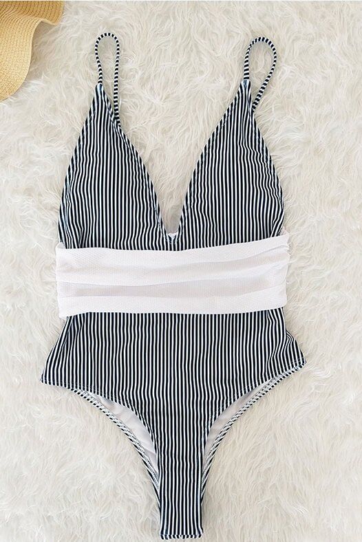 Siyah Beyaz Çizgili Mayo - 3