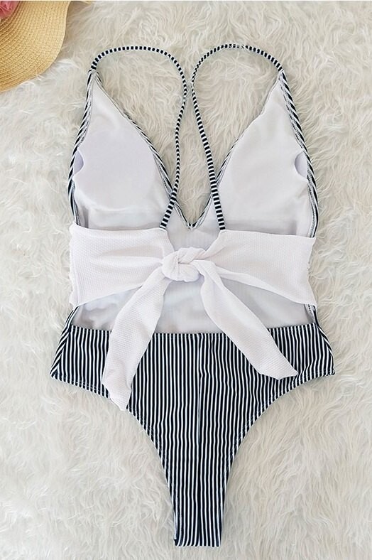 Siyah Beyaz Çizgili Mayo - 4