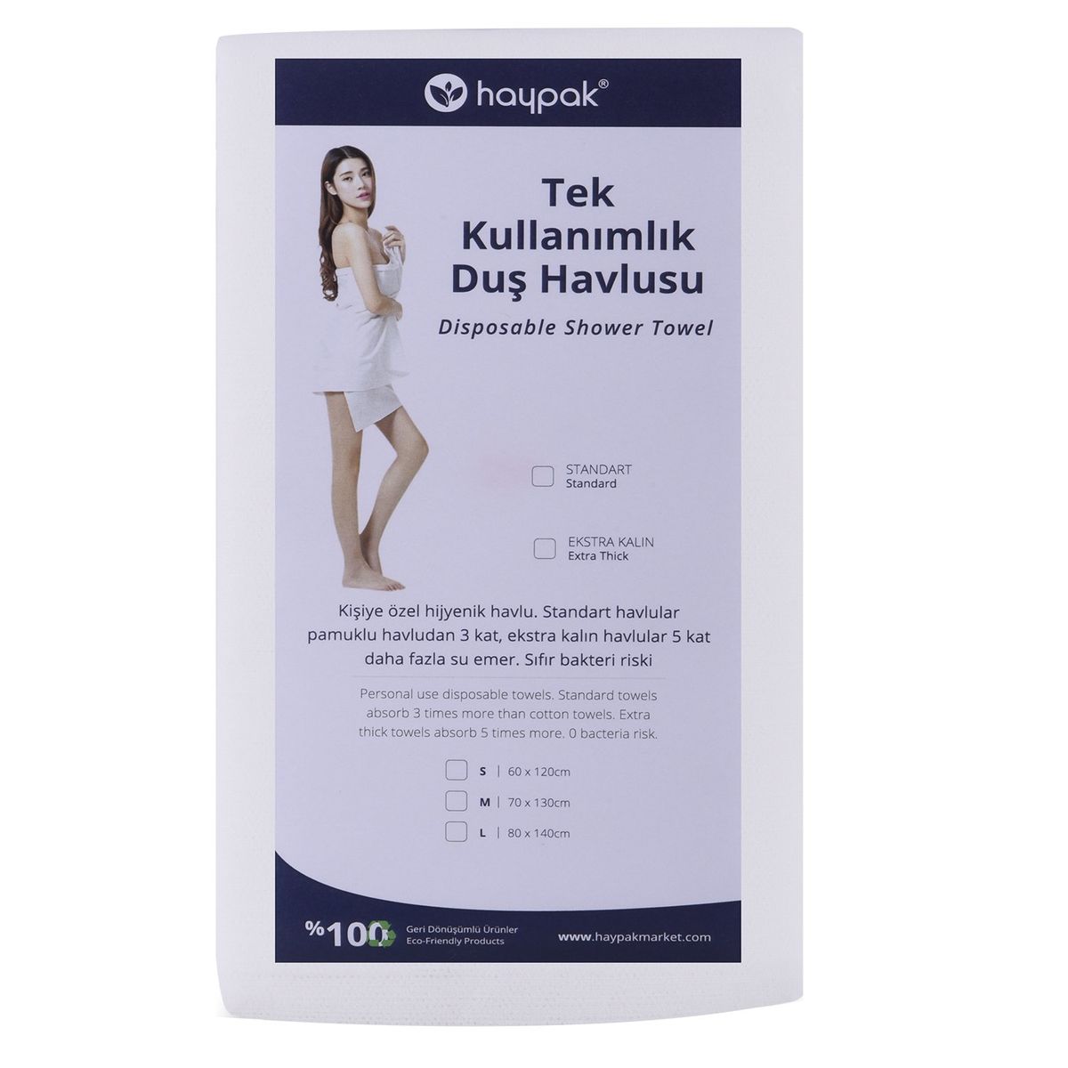 Tek kullanımlık duş havlusu 80x140 cm (130 adet) - 1