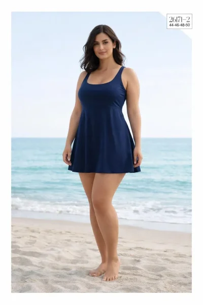 Toptan Büyük Beden Elbise Mayo – Düz Battal Etekli Mayo - İstanbul Mayo