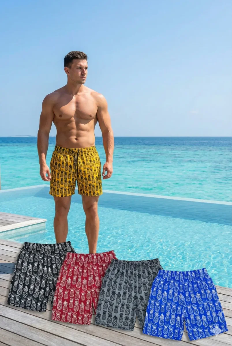 Klasik Ananas Desenli Erkek Deniz Şortu - 1