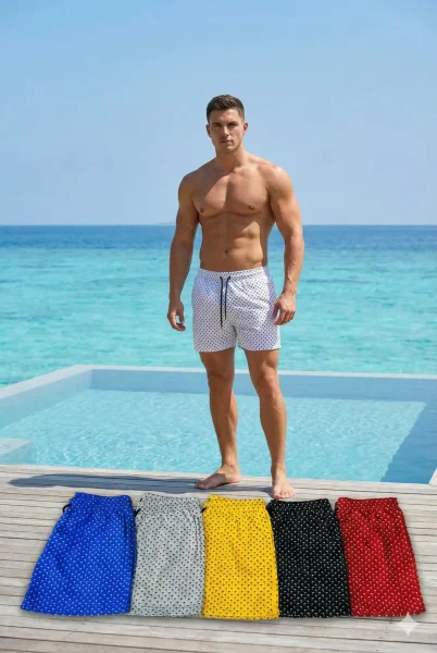 Minimal Palmiye Desenli Erkek Deniz Şortu - İstanbul Mayo