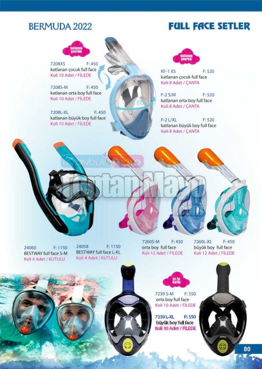 Toptan Full Face Gözlük Snorkel - 1