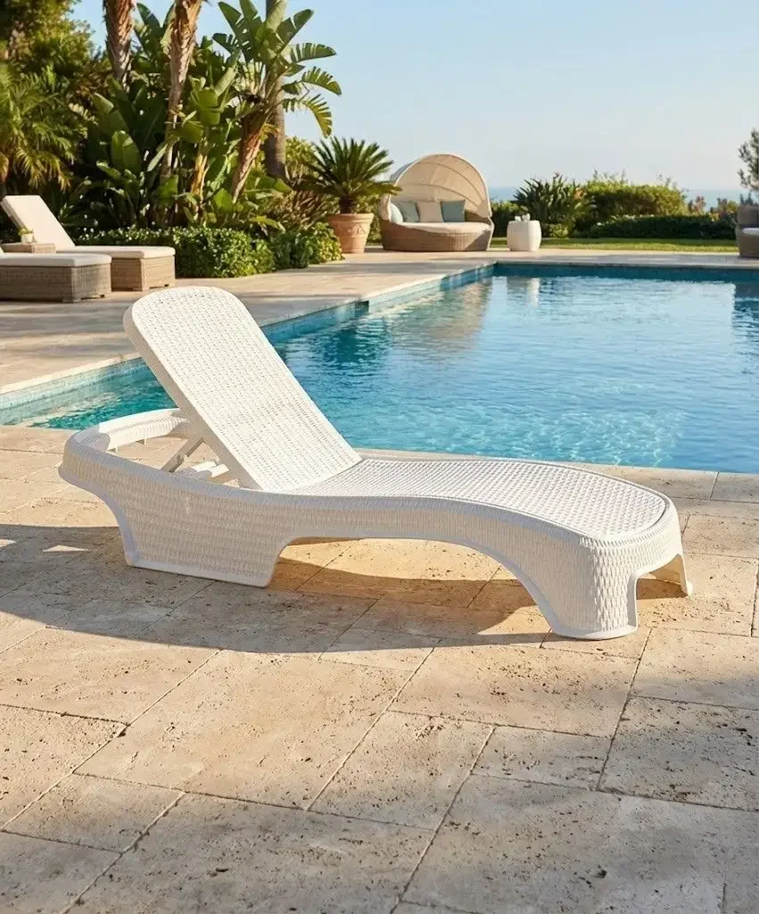 Toptan Lüks Rattan Şezlong Bodrum Beyaz - 1