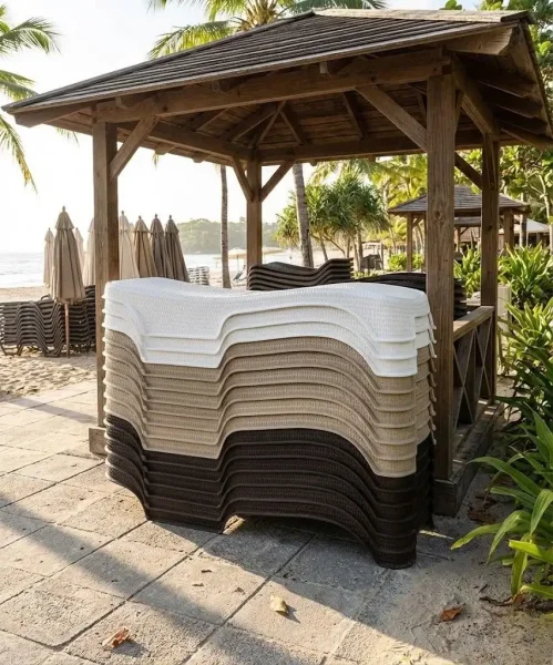 Toptan Lüks Rattan Şezlong Bodrum Krem - 3