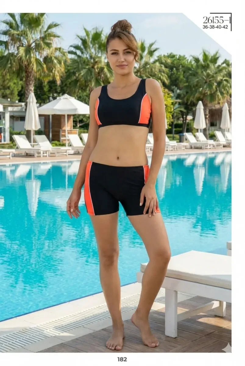 toptan-siyah-turuncu-spor-bikini - 1