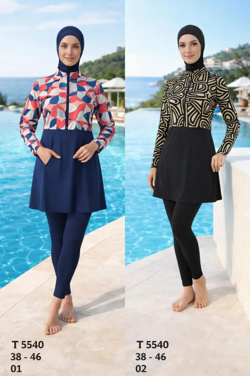 Toptan Tesettür Mayo Desenli Premium Uzun Model Yeni Sezon - 1