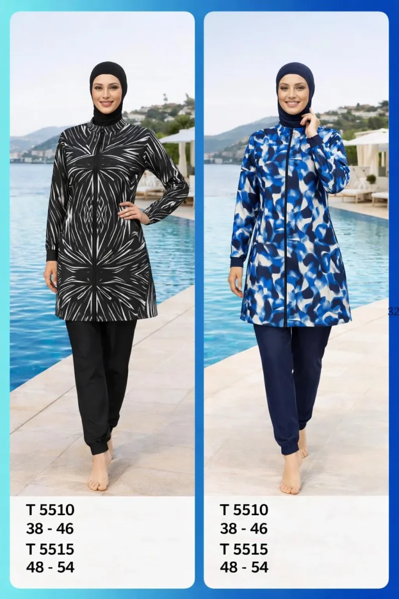 Toptan Tesettür Mayo Desenli Uzun Kesim Yeni Sezon - 2
