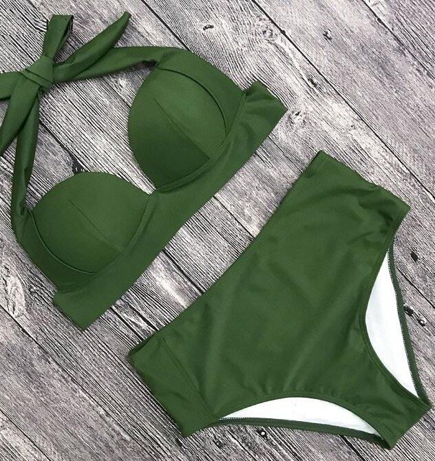 Yeşil Yüksek Bel Bikini Takım