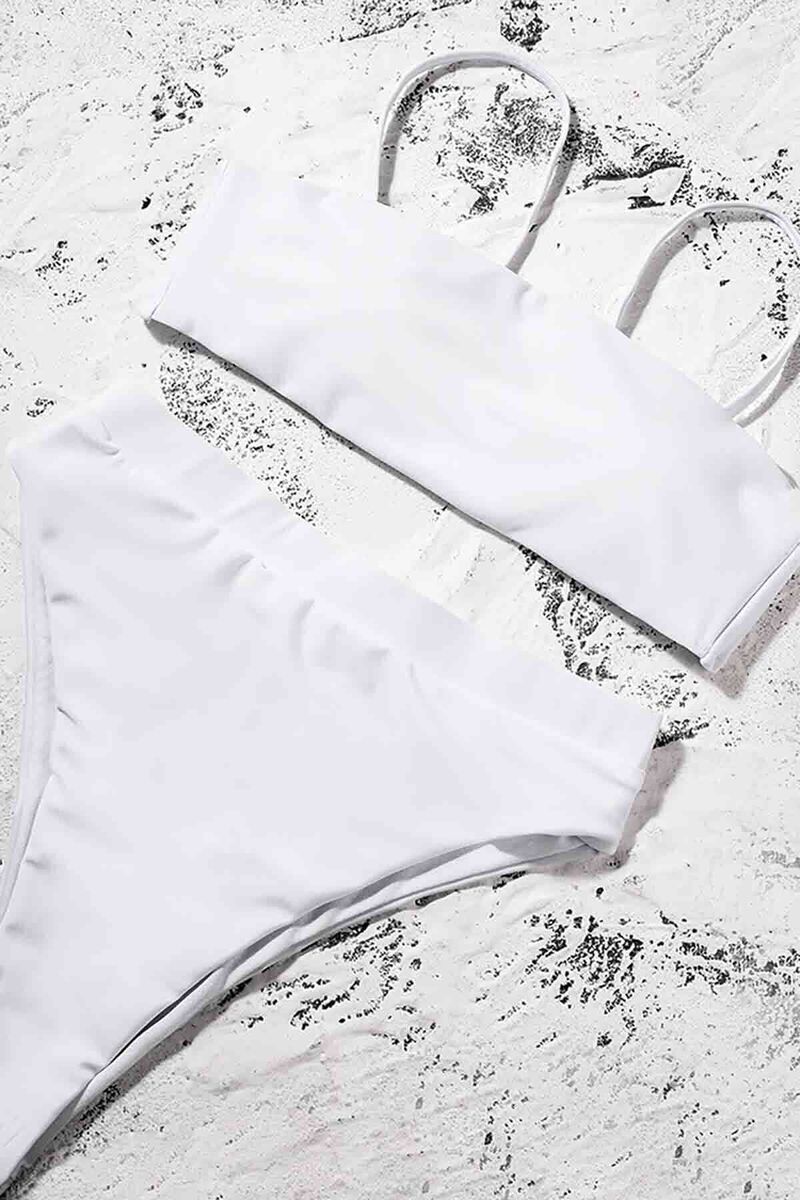 Yüksek Bel Bikini Takım Beyaz - 3
