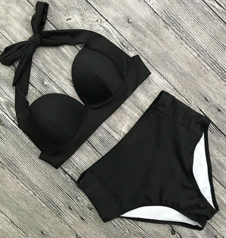 Yüksek Bel Siyah Bikini 