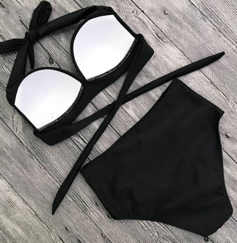 Yüksek Bel Siyah Bikini - Thumbnail